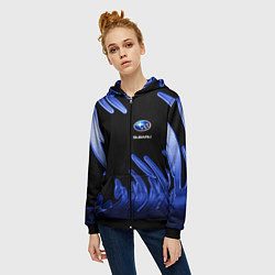 Толстовка на молнии женская Subaru, цвет: 3D-черный — фото 2