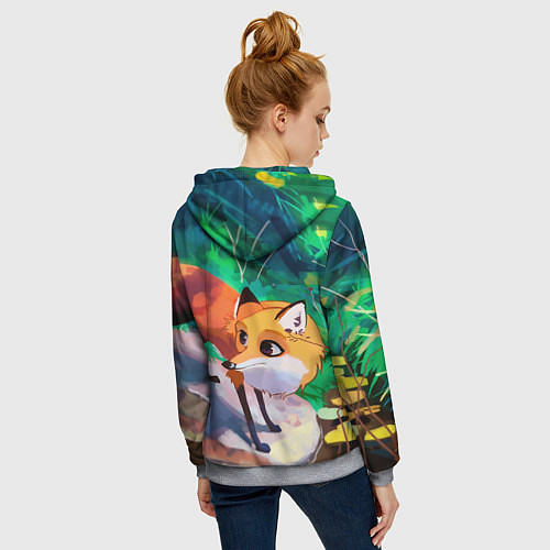 Женская толстовка на молнии Лисичка / 3D-Меланж – фото 4