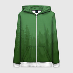 Толстовка на молнии женская Зеленый Лес, цвет: 3D-белый