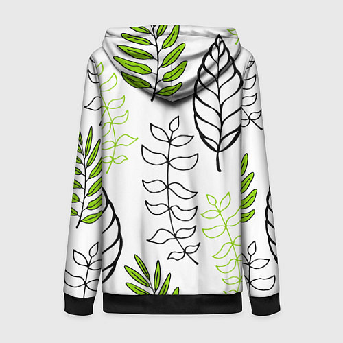 Женская толстовка на молнии Листья / 3D-Черный – фото 2