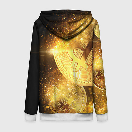 Женская толстовка на молнии БИТКОИН ЗОЛОТО BITCOIN GOLD / 3D-Белый – фото 2