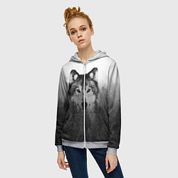 Толстовка на молнии женская Волк, цвет: 3D-меланж — фото 2