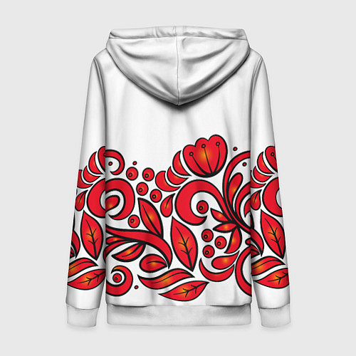 Женская толстовка на молнии ХОХЛОМА / 3D-Белый – фото 2