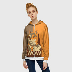 Толстовка на молнии женская Doge Wow, цвет: 3D-белый — фото 2