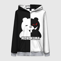 Толстовка на молнии женская MONOKUMA МОНОКУМА BEAR, цвет: 3D-меланж