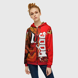 Толстовка на молнии женская DOOM Eternal, цвет: 3D-красный — фото 2