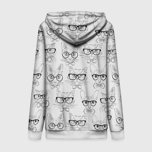 Женская толстовка на молнии Кошки в очках / 3D-Белый – фото 2