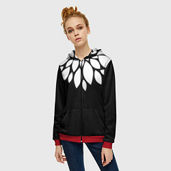 Толстовка на молнии женская Лепестки, цвет: 3D-красный — фото 2