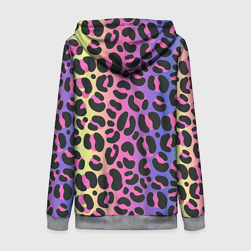 Женская толстовка на молнии Neon Leopard Pattern / 3D-Меланж – фото 2