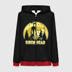 Толстовка на молнии женская Siren Head Yellow Moon, цвет: 3D-красный