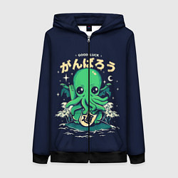 Толстовка на молнии женская Cthulhu Good Luck, цвет: 3D-черный