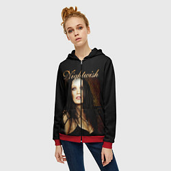 Толстовка на молнии женская Nightwish, цвет: 3D-красный — фото 2