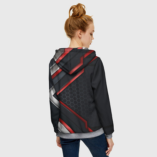Женская толстовка на молнии Luxury Black 3D СОТЫ / 3D-Меланж – фото 4