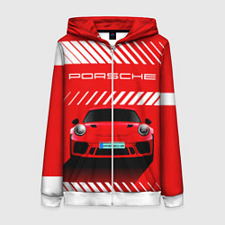 Толстовка на молнии женская PORSCHE ПОРШЕ RED STYLE, цвет: 3D-белый