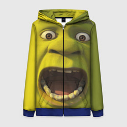 Толстовка на молнии женская Shrek is Yelling, цвет: 3D-синий