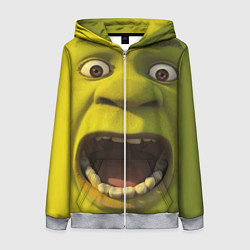 Толстовка на молнии женская Shrek is Yelling, цвет: 3D-меланж