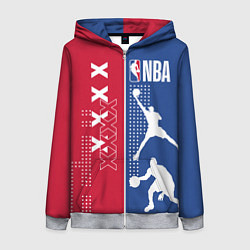 Толстовка на молнии женская NBA, цвет: 3D-меланж