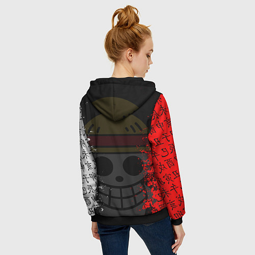 Женская толстовка на молнии ONE PIECE ВАН ПИС ЧЕРЕП / 3D-Черный – фото 4