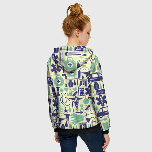 Женская толстовка на молнии Медицина Паттерн Z / 3D-Черный – фото 4