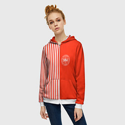 Толстовка на молнии женская Сборная Дании, цвет: 3D-белый — фото 2