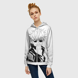 Толстовка на молнии женская Магическая битва Годжо, цвет: 3D-белый — фото 2