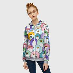 Толстовка на молнии женская Пингвины, цвет: 3D-меланж — фото 2