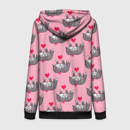 Женская толстовка на молнии Пиксельные котики / 3D-Черный – фото 2