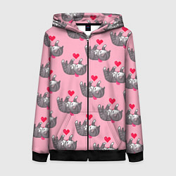 Женская толстовка на молнии Пиксельные котики