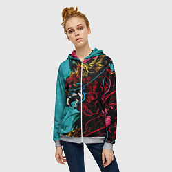 Толстовка на молнии женская Дракон Dragon, цвет: 3D-меланж — фото 2