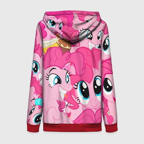 Женская толстовка на молнии Pinkie Pie pattern / 3D-Красный – фото 2