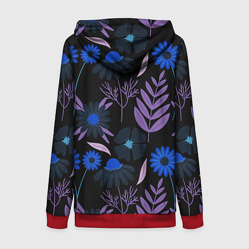 Женская толстовка на молнии Цветы и листья / 3D-Красный – фото 2
