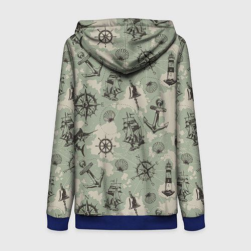 Женская толстовка на молнии Морская карта / 3D-Синий – фото 2