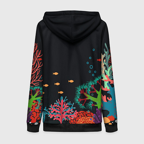 Женская толстовка на молнии Морской пейзаж / 3D-Черный – фото 2