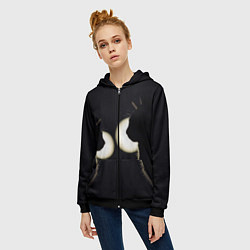 Толстовка на молнии женская Пара Силуэты черных кошек, цвет: 3D-черный — фото 2