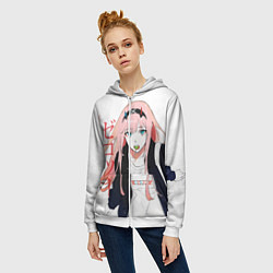 Толстовка на молнии женская Zero Two, Darling in the Franx, цвет: 3D-белый — фото 2