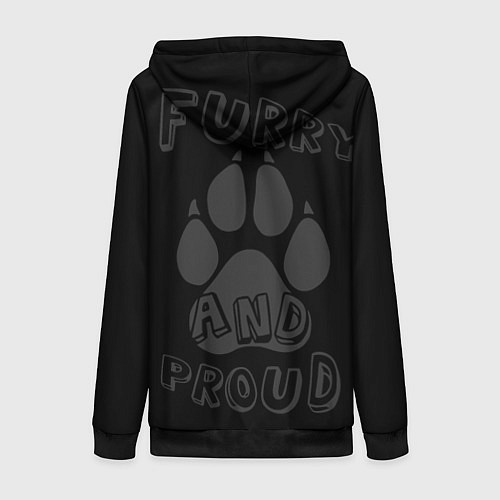 Женская толстовка на молнии Furry proud / 3D-Черный – фото 2