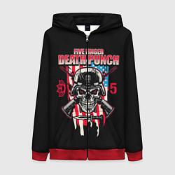 Толстовка на молнии женская 5FDP Five Finger Death Punch, цвет: 3D-красный