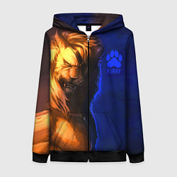Толстовка на молнии женская Furry lion, цвет: 3D-черный