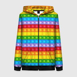 Толстовка на молнии женская Pop It, цвет: 3D-черный