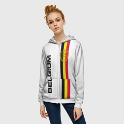 Толстовка на молнии женская СБОРНАЯ БЕЛЬГИИ, цвет: 3D-белый — фото 2