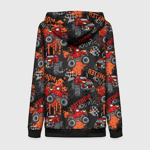 Женская толстовка на молнии MONSTER TRUCK RED / 3D-Черный – фото 2