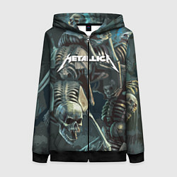 Толстовка на молнии женская Metallica Metal Skull, цвет: 3D-черный