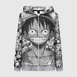 Толстовка на молнии женская Луфи улыбается one piece, цвет: 3D-меланж