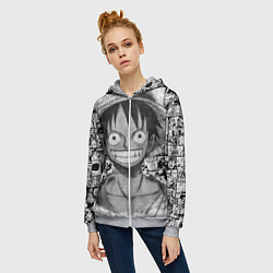Толстовка на молнии женская Луфи улыбается one piece, цвет: 3D-меланж — фото 2