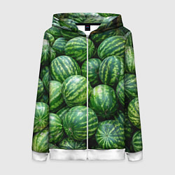 Толстовка на молнии женская Арбузы, цвет: 3D-белый