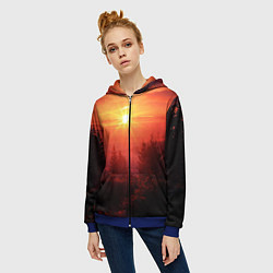 Толстовка на молнии женская УТРЕННИЙ РАССВЕТ НАД ОБЛАКАМИ, цвет: 3D-синий — фото 2