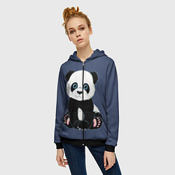 Толстовка на молнии женская Милая Панда Sweet Panda, цвет: 3D-черный — фото 2