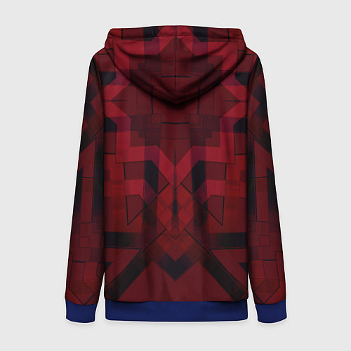 Женская толстовка на молнии Темно-красный геометрический / 3D-Синий – фото 2