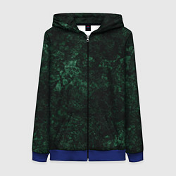 Женская толстовка на молнии Темно-зеленый мраморный узор