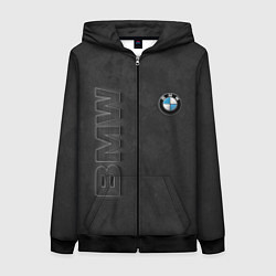 Толстовка на молнии женская BMW LOGO AND INSCRIPTION, цвет: 3D-черный